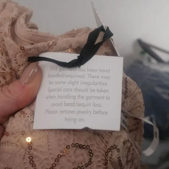 NEW Kensie Women's 4 Flounced Hem Sequin Asymmetric Midi Dress Blush Pink - Picture 15 of 15